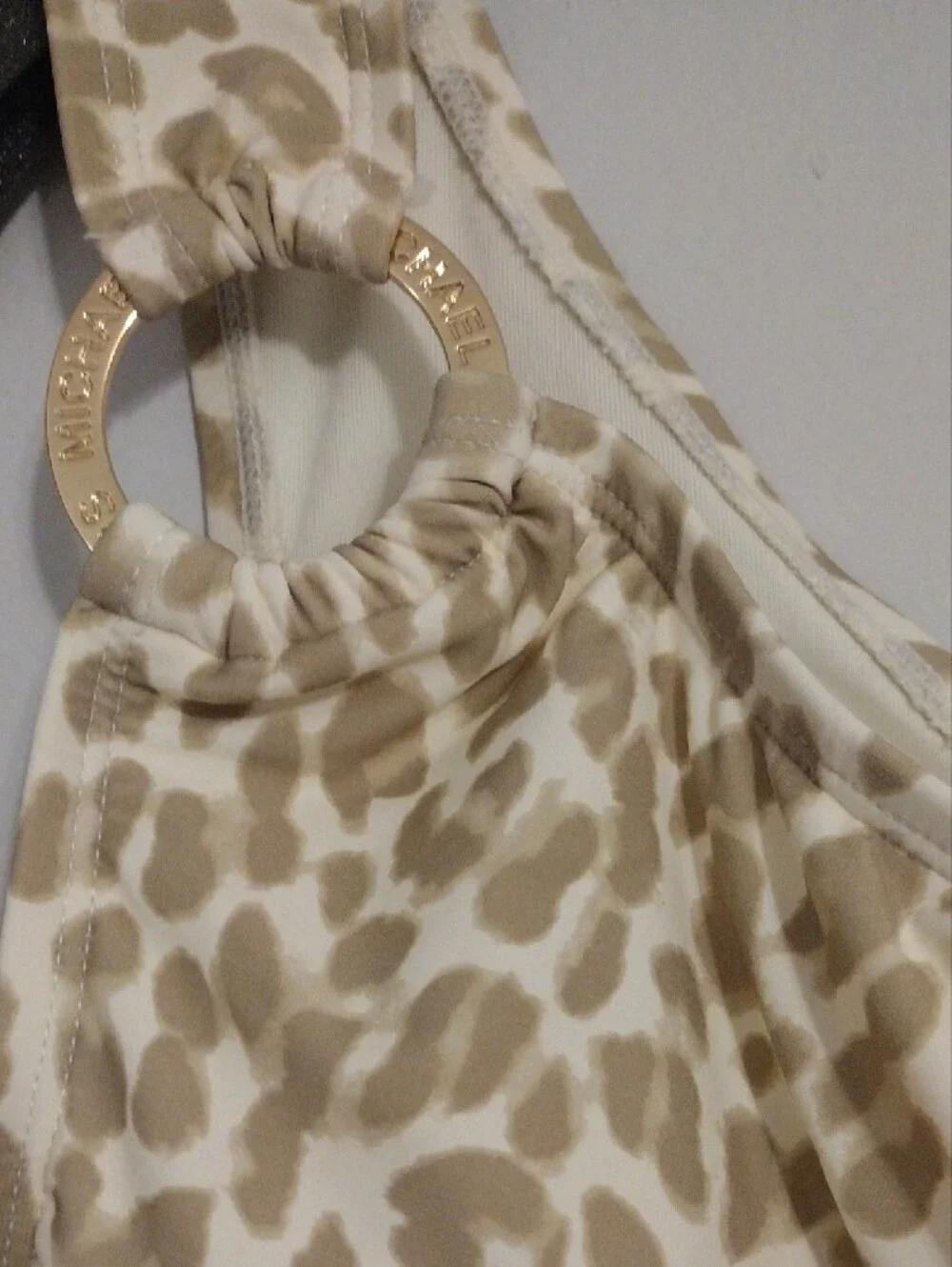 Michael Kors One-Shoulder Leopard-Print Women Swimsuit in Beige